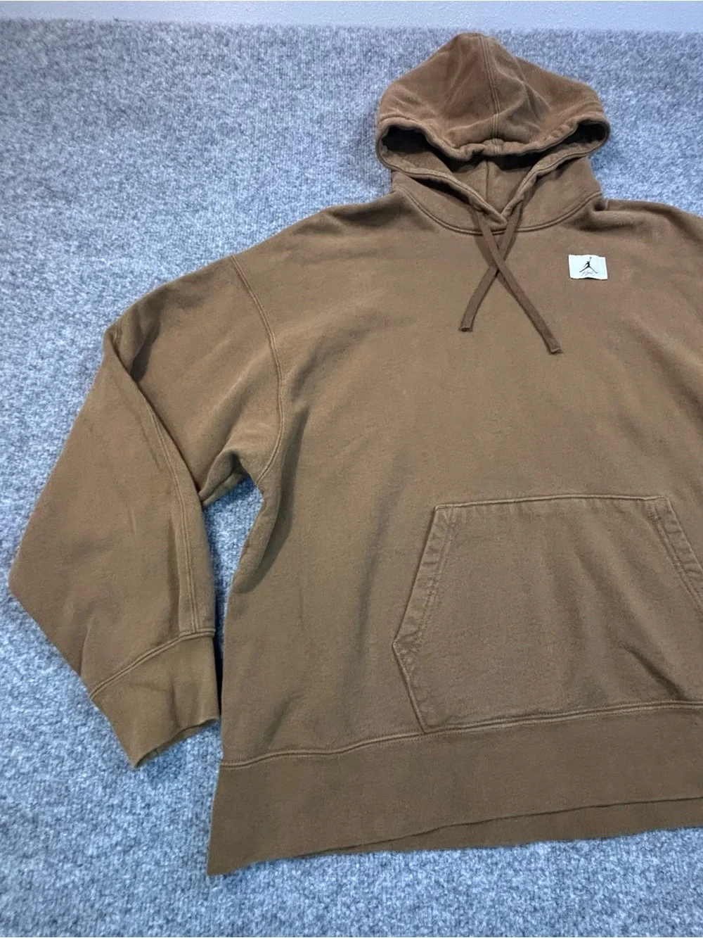 Nike Air Jordan Flight Hoodie Mens Medium Brown Washed Oversized Sweatshirt